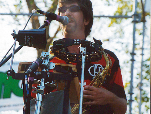 Jamison Smeltz with Ten Ton Chicken, photo by Karen Sutton