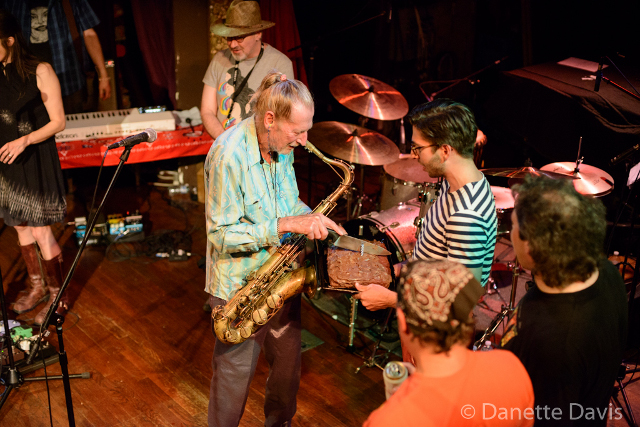 Nik Turner with Flame Tree and Birthday Cake, photo by Danette Davis