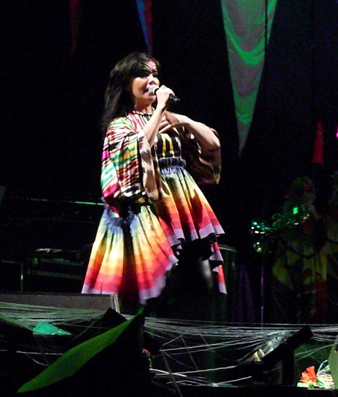 Björk on stage at the Shanghai Gymnastics Center