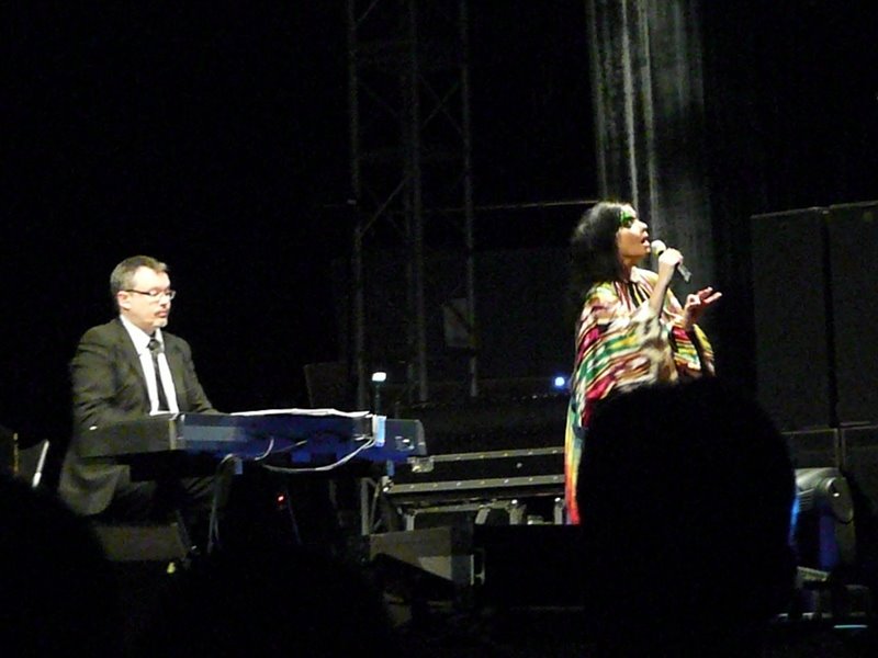 Björk on stage at the Shanghai Gymnastics Center