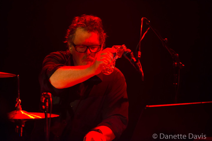 Pat Mastelotto on stage with Stick Men 2017, photo by Danette Davis